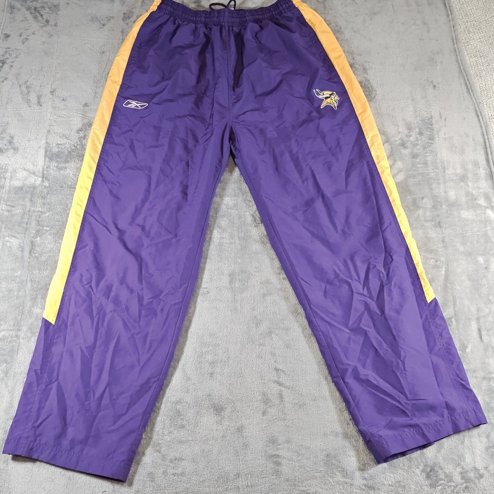 Reebok NFL Team Apparel Minnesota Vikings Warm Up Pants Mens 2XL Embroidered